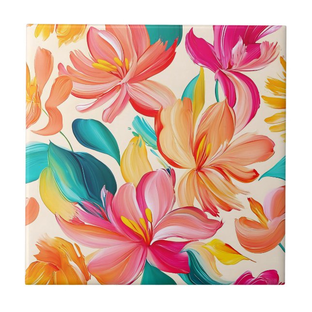 Padrão Floral Pintado Vibrante (Frente)