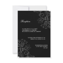 Padrão Floral Preto/Branco - Convite de Recepção