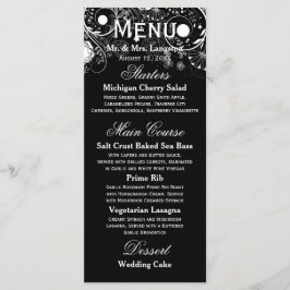 Padrão Floral Preto/Branco - Menu de Recepção