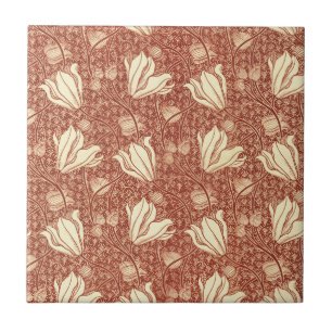 Padrão Floral Red Lily no Estilo William Morris