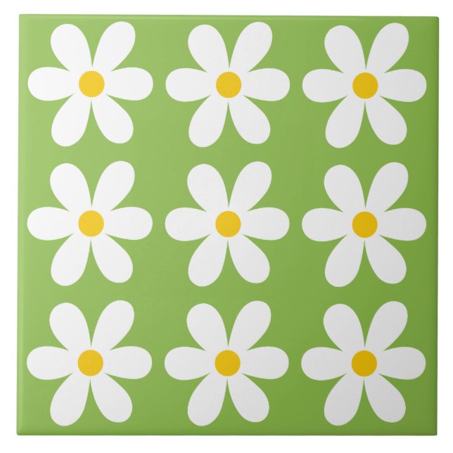 Padrão Floral Retro-Daisy Verde (Frente)