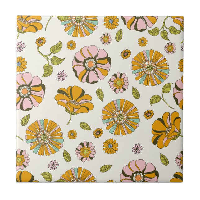 Padrão Floral Retro dos Anos 70 (Frente)