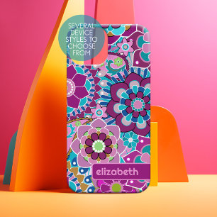 Padrão Floral Retro Moderno - bloco de nome person
