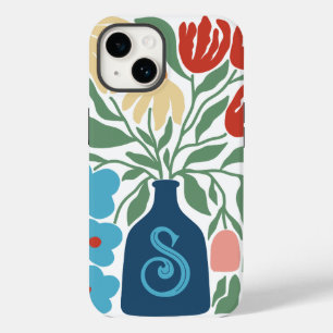 Padrão Floral Retro Monograma Inicial