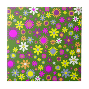 Padrão Floral Retroativo - Papel de parede de flo