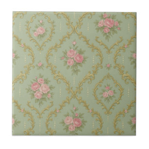 Padrão Floral Rococó Elegante em Pastéis Suaves