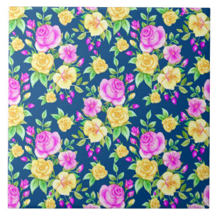 Padrão Floral Rosa Amarelo Elegante