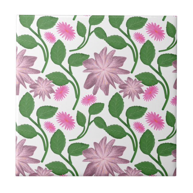 Padrão floral rosa com folhas verdes (Frente)
