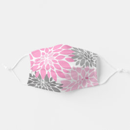 Padrão Floral Rosa e Cinza Chrysanthemum
