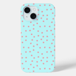 Padrão Floral Rosa Pastel em Fundo Azul Turquesa