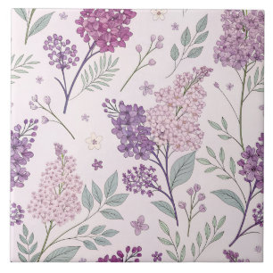 Padrão Floral Rosa Suave e Lilás Roxo