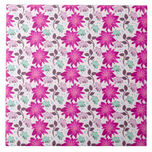 Padrão Floral Rosa Vibrante Flores Modernas e Ou