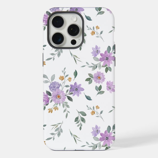 Padrão floral roxo de aquarela (Verso)