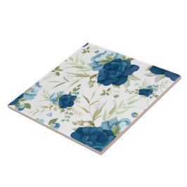 Padrão Floral Seamless de Aquarela Azul