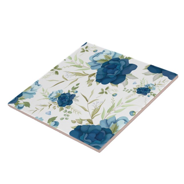 Padrão Floral Seamless de Aquarela Azul (Lateral)