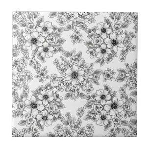 Padrão Floral Sem Costura de Arte de Linha Minimal
