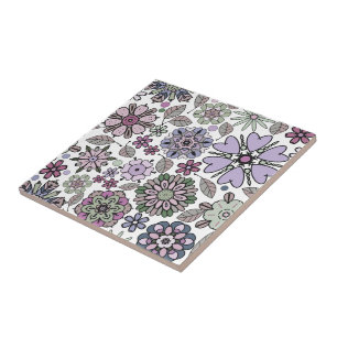 Padrão Floral Sem Emenda Rosa Roxo Pastel Retro