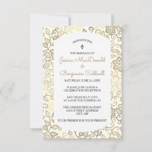 Padrão Floral Sépia - Anúncio de Casamento 3X5