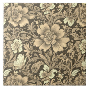 Padrão Floral Sepia Vintage Incrível