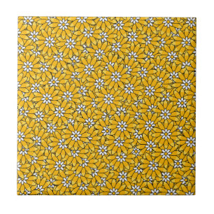 Padrão Floral Sobreposto Amarelo Brilhante