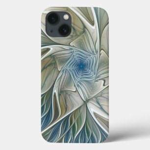 Padrão Floral Sonho Abstrato Caqui Azul Fractal