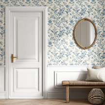 Padrão Floral Toile de Jouy Francês Azul
