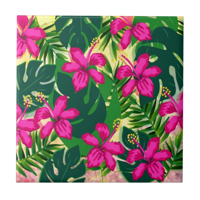 Padrão Floral Tropical Havaiana (Frente)