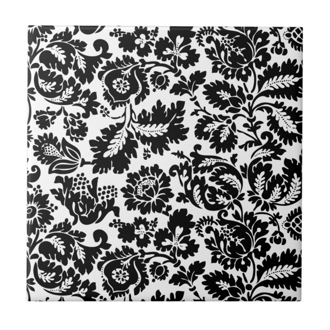 Padrão Floral Veneziano Preto e Branco de William  (Frente)