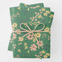 Padrão Floral Verde Boho Moderno