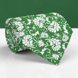Padrão Floral Verde Escuro Gravata Custom