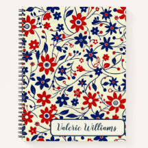 Padrão Floral Vermelho Branco Azul Patriótico