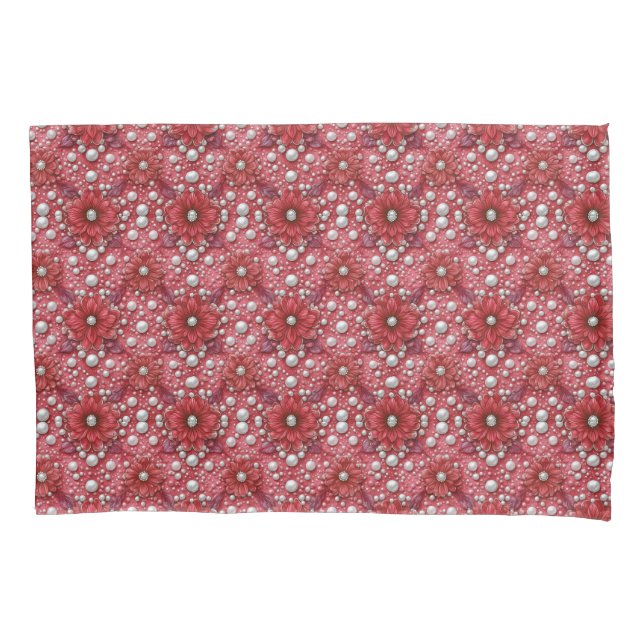 Padrão Floral Vermelho Com Acentos de Pérola (Frente)