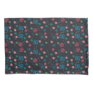 padrão floral vermelho e azul vintage