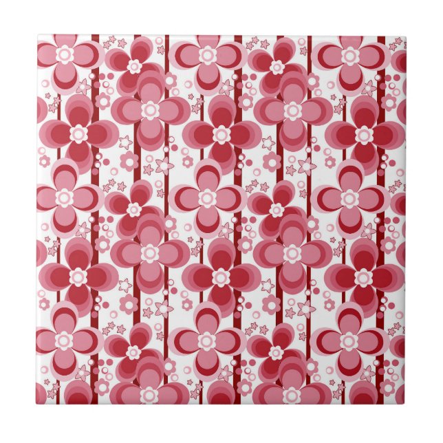 Padrão floral vermelho e branco (Frente)