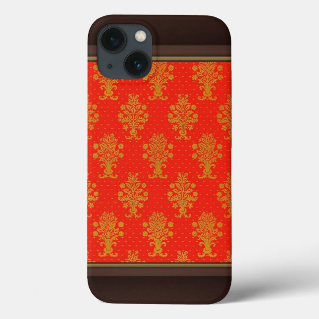 Padrão Floral Vermelho E Dourado (Verso)