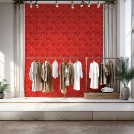 Padrão Floral Vermelho e Laranja Vibrante e Negrit