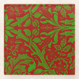 Padrão Floral Vermelho e Verde