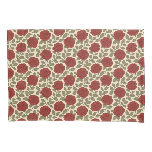 Padrão Floral Vermelho Rosa do Jardim Vitoriano (Frente)
