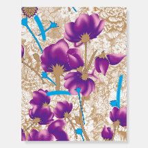 Padrão floral vibrante com púrpura e azul f