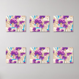 Padrão floral vibrante com púrpura e azul f