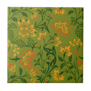 Padrão Floral Vibrante: Flores Amarelas e Laranjas