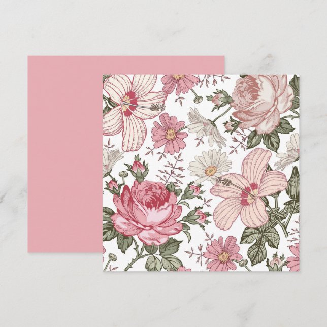 Padrão Floral Vintage com Rosas (Frente/Verso)