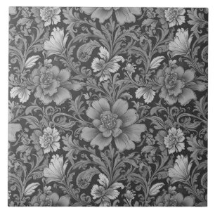 Padrão Floral Vintage Monocromático