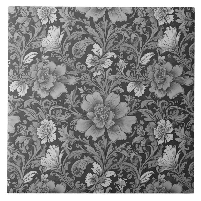 Padrão Floral Vintage Monocromático (Frente)