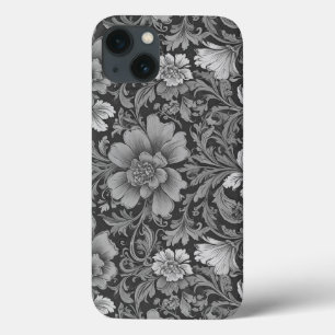 Padrão Floral Vintage Monocromático