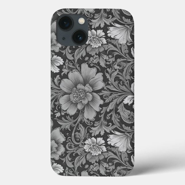 Padrão Floral Vintage Monocromático (Verso)
