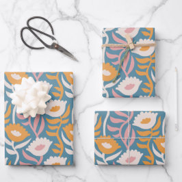 Padrão Floral Vintage Wavy Retro Groovy Pastel