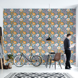 Padrão Floral Vintage Wavy Retro Groovy Pastel