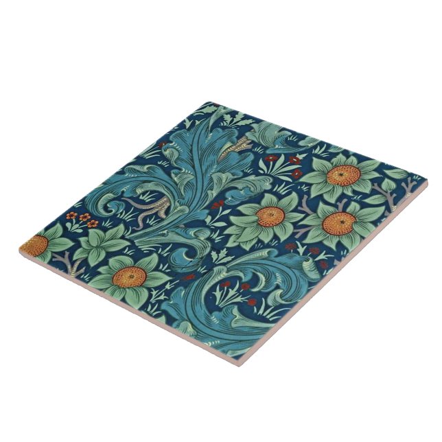 Padrão Floral William Morris Red Yellow Blue Gree (Lateral)