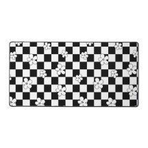Padrão floral xadrez preto e branco